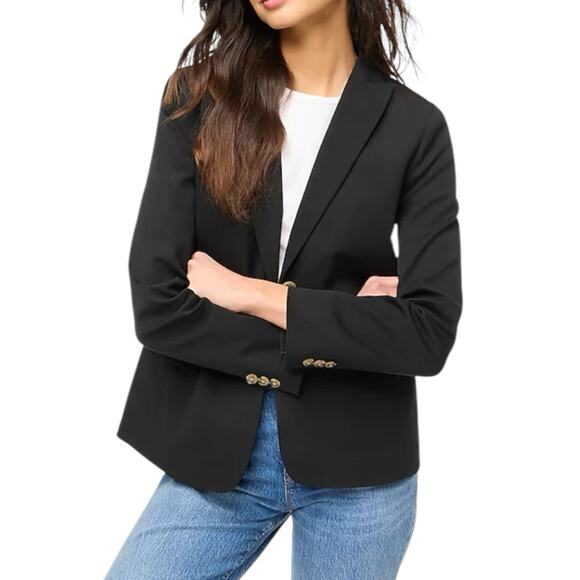 NWT J. Crew Black Cotton Blend Two Button Blazer Women’s Size 12 - Picture 1 of 10